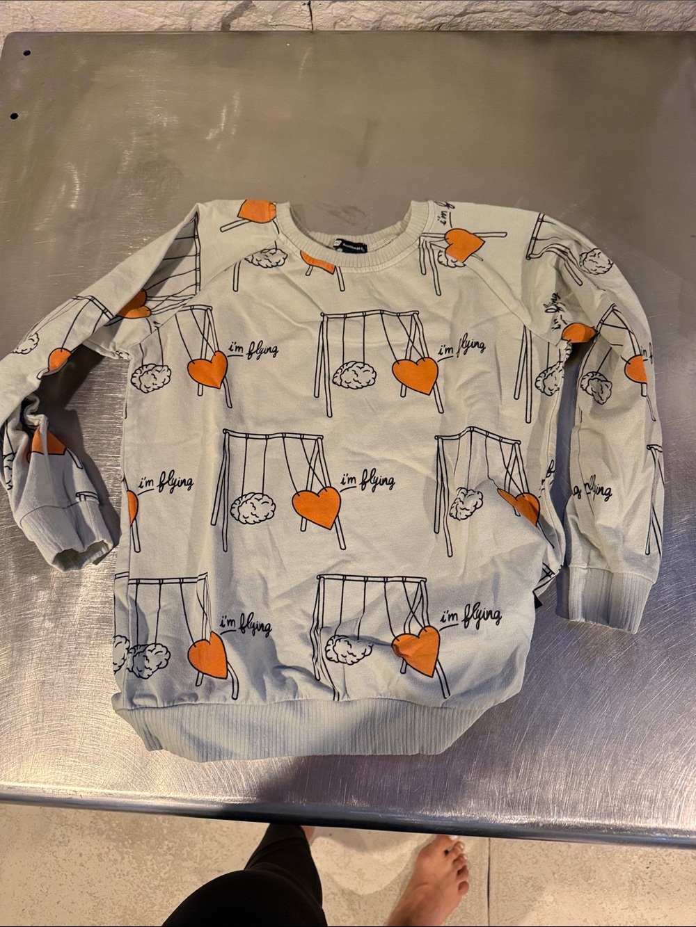Accessorize Kids Light Gray Sweatshirt with Orange Heart Swing Print
